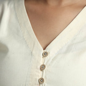 Cream - plain linen cotton stitched blouse - handcrafted