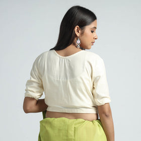 Cream - plain linen cotton stitched blouse - handcrafted