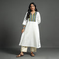 White - plain mashru silk with patchwork floral kurta