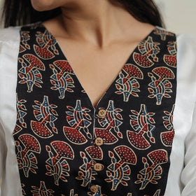 White - plain modal silk a-line kurta with patchwork 11