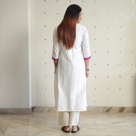 Buy Plain Solid Slub Silk A-Line Long Kurta for Women