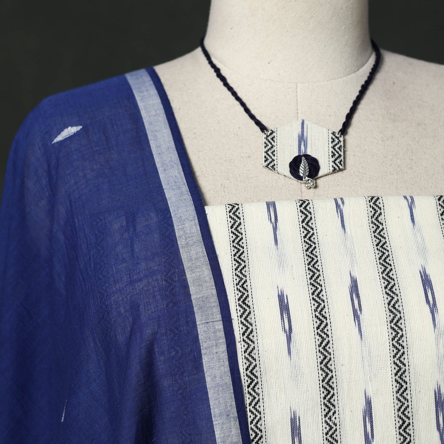 Pochampally dabi ikat cotton 2pc unstitched dress material
