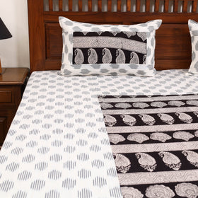Pochampally ikat with bagh patch cotton bedsheet set 18