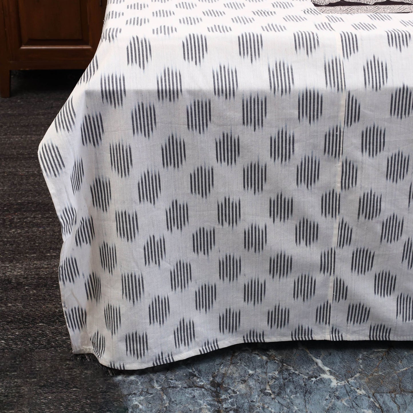Pochampally ikat with bagh patch cotton bedsheet set 18