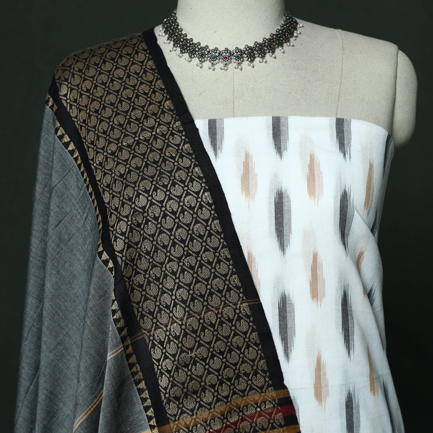 Pochampally ikat cotton 2pc unstitched dress material