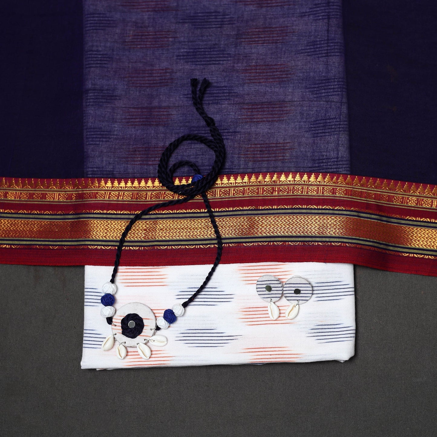 Pochampally ikat cotton 2pc unstitched dress material