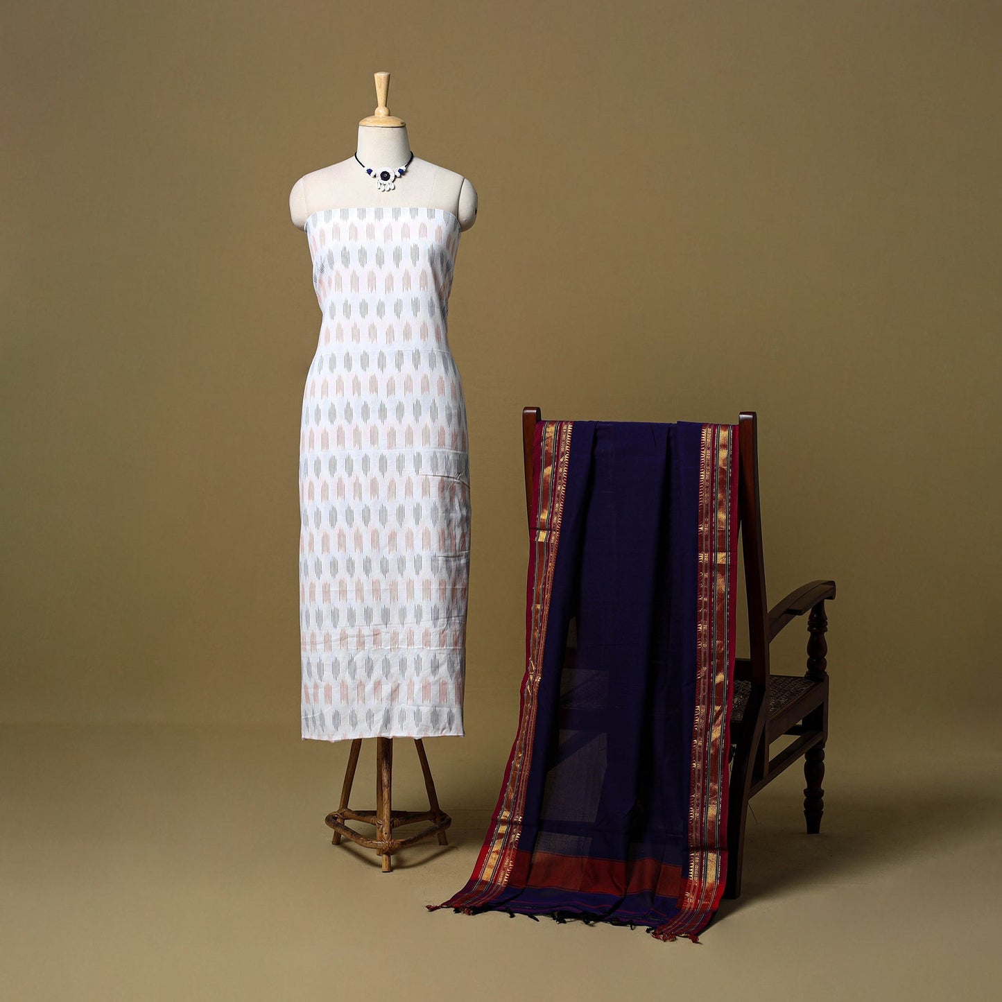 Pochampally ikat cotton 2pc unstitched dress material