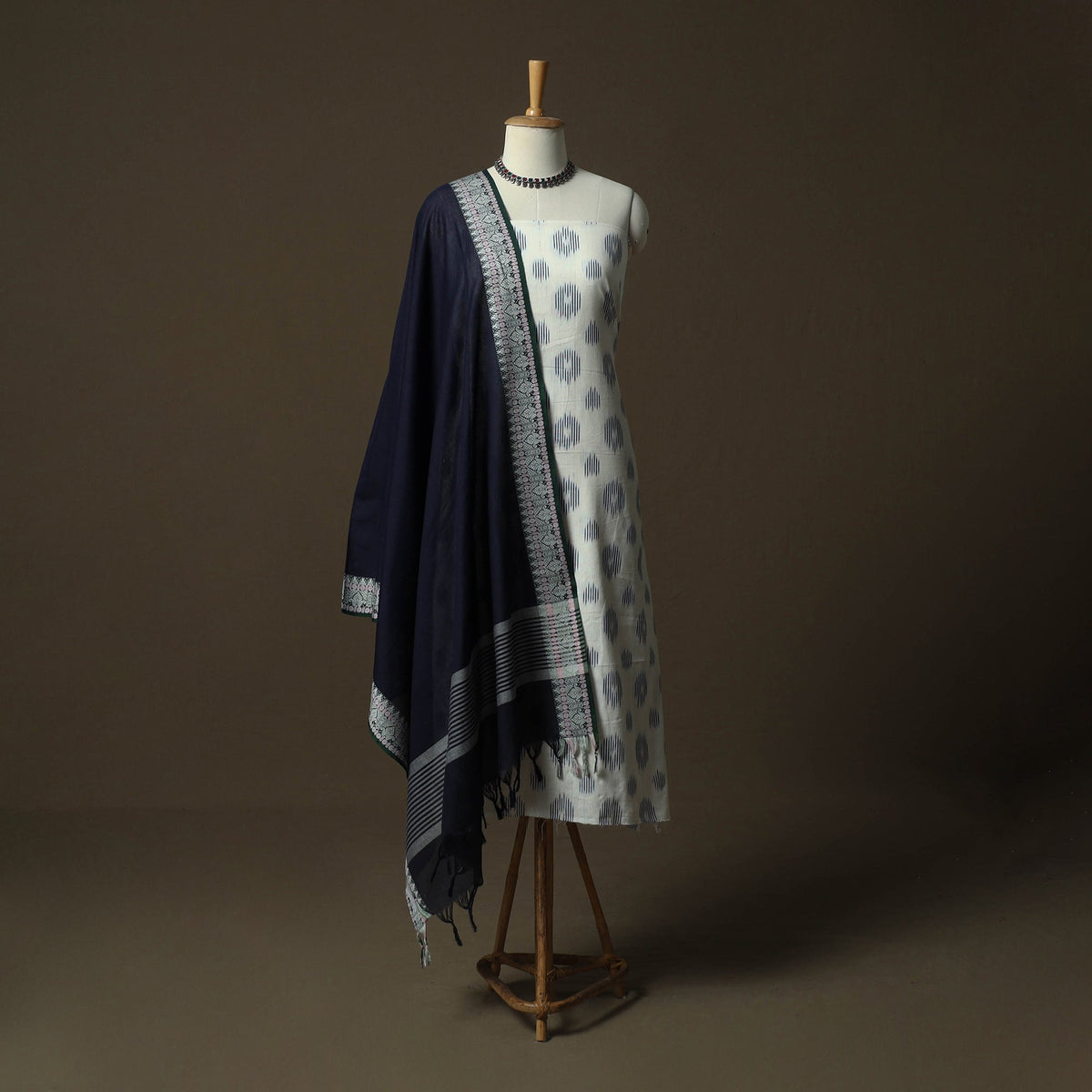 Pochampally ikat cotton 2pc unstitched dress material kurta