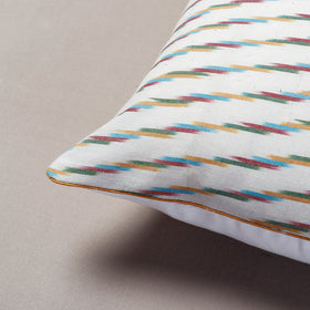White Pochampally Ikat Cotton Cushion Cover (16 x 16 in)