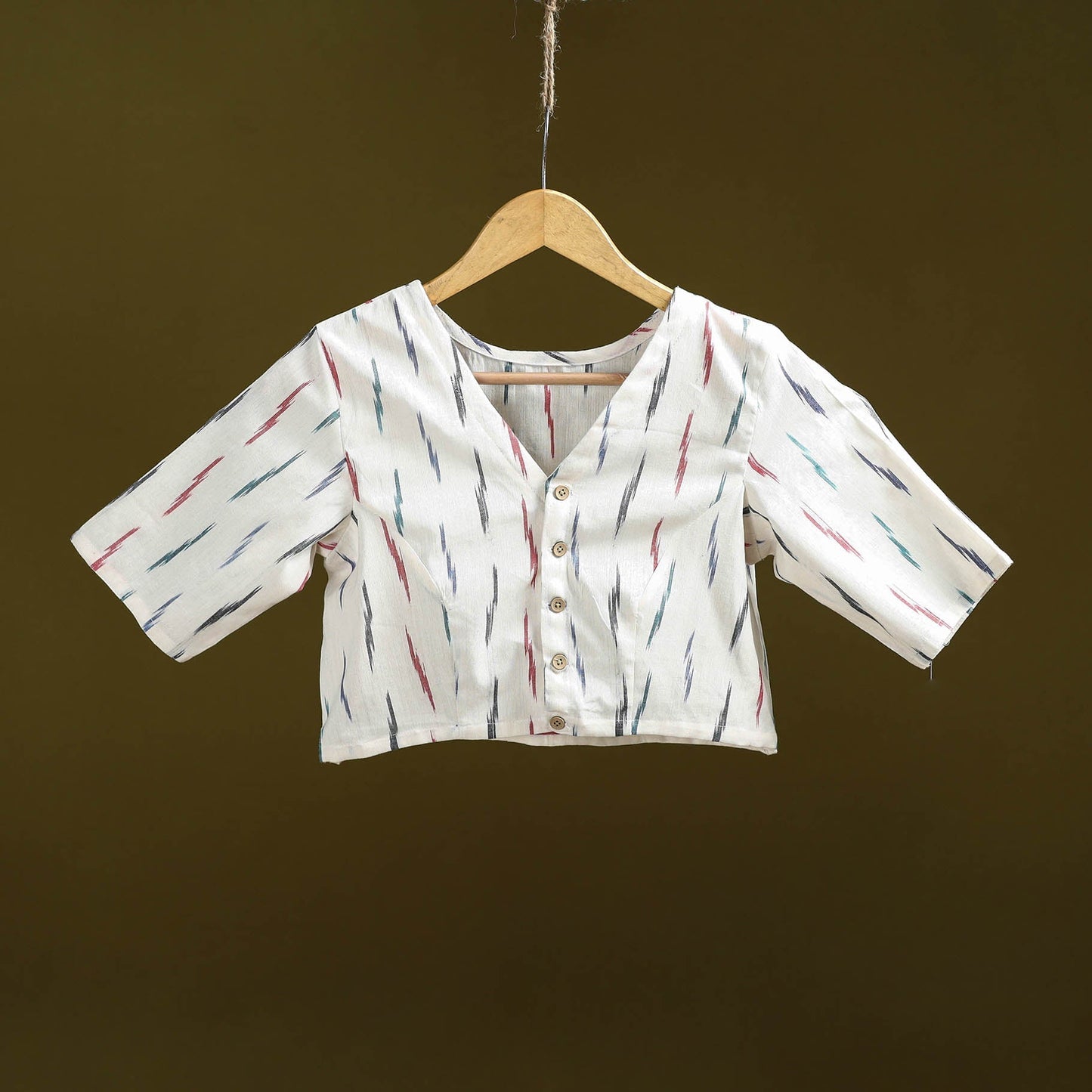 Pochampally ikat cotton readymade blouse 12 - handcrafted