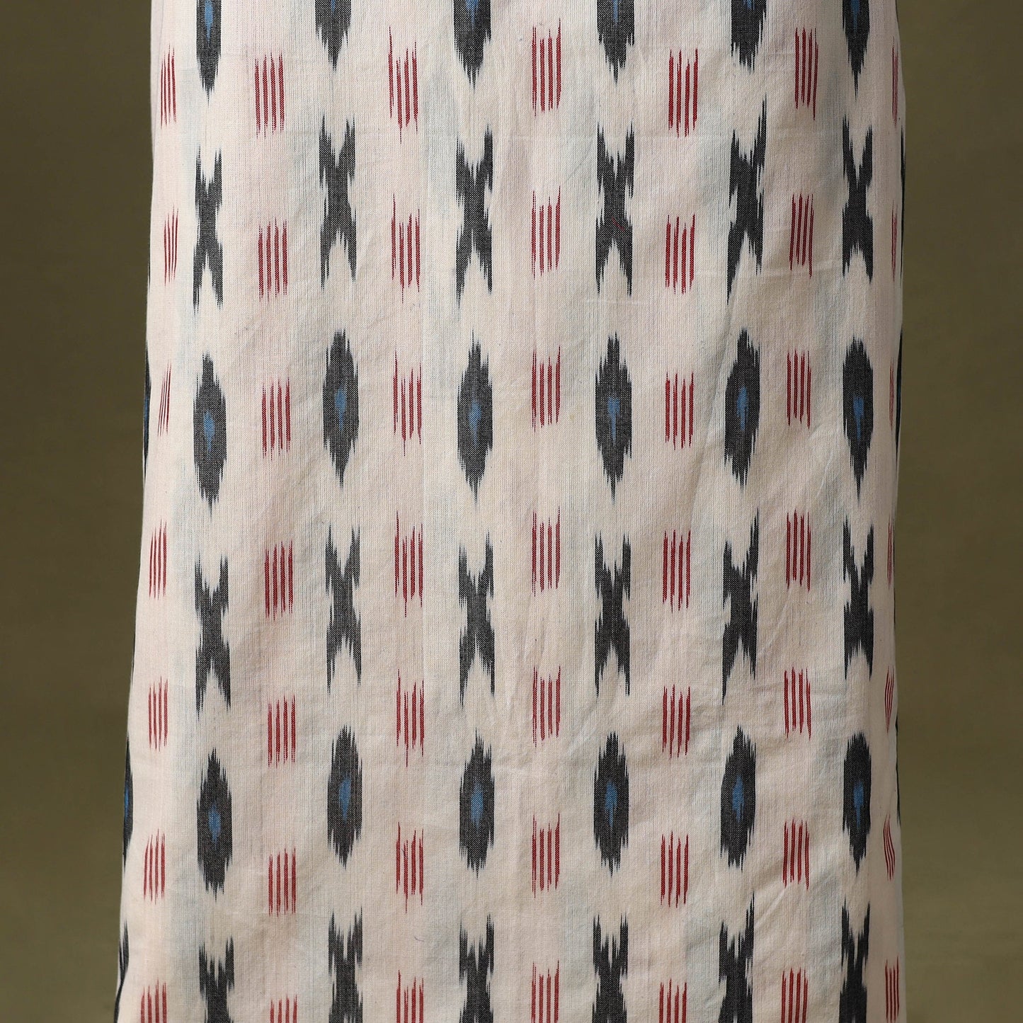 White - pochampally ikat cotton unstitched kurta material