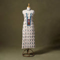 White - pochampally ikat cotton unstitched kurta material