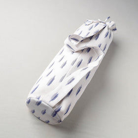 White Pochampally Ikat Cotton Yoga Mat Bag 