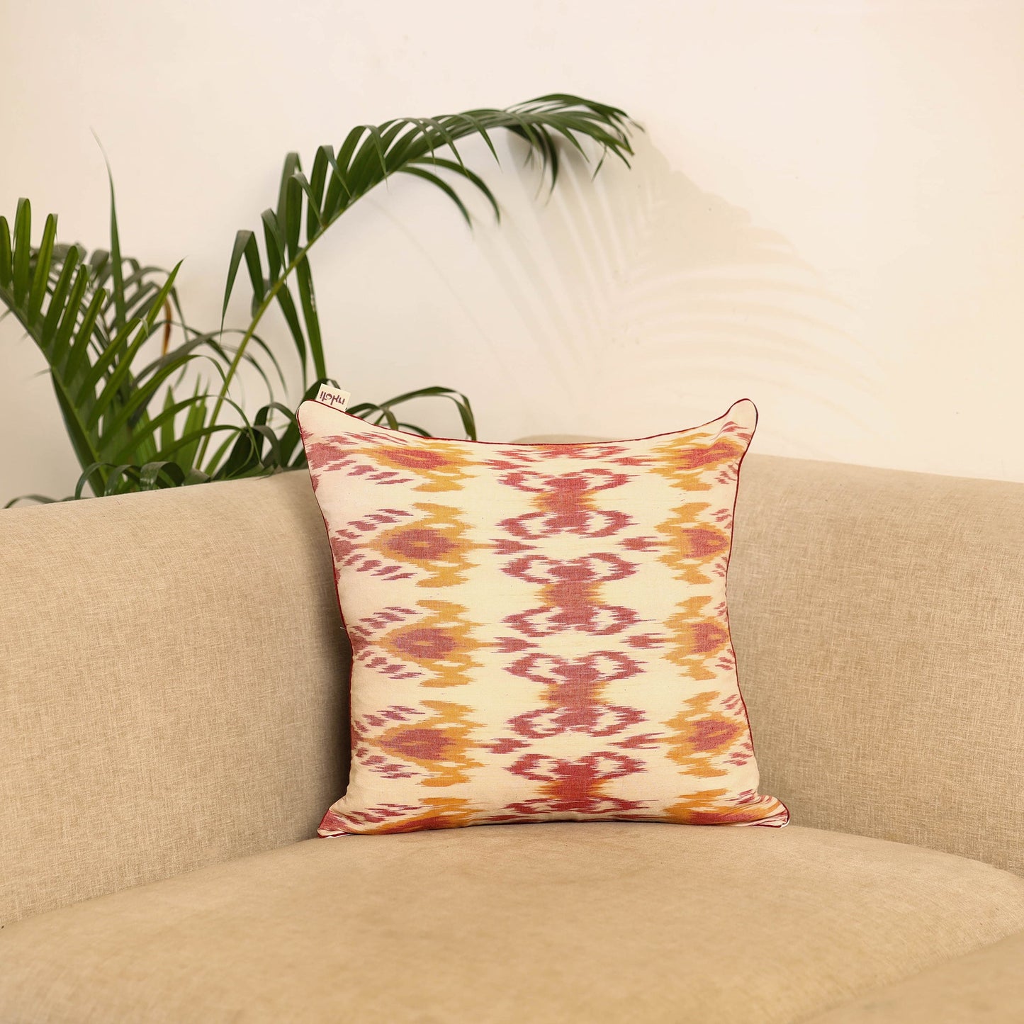 White - pochampally ikat cushion cover 16 - handcrafted