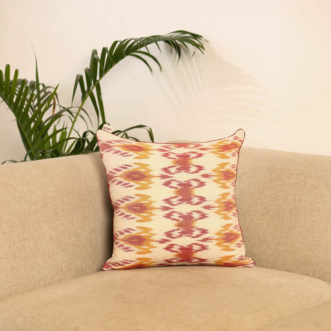 White - pochampally ikat cushion cover 16 - handcrafted