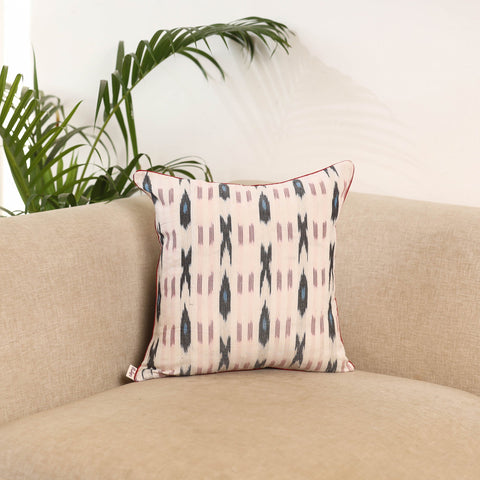 White - pochampally ikat cushion cover 18 - handcrafted