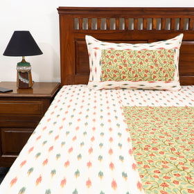 Pochampally Ikat with Sanganeri Patch Cotton Bedsheet Set