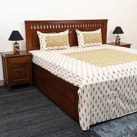 Pochampally Ikat with Sanganeri Patch Cotton Bedsheet Set