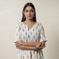  Pochampally Ikat Weave Cotton A-Line Kurta for Women