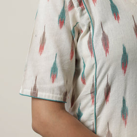  Pochampally Ikat Weave Cotton A-Line Kurta for Women