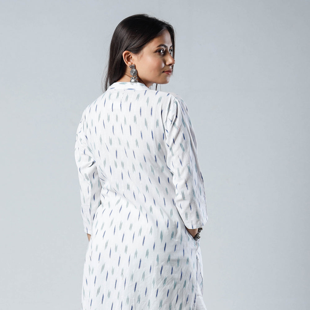  Pochampally Ikat Weave Cotton Long Kurta for Women