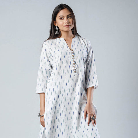  Pochampally Ikat Weave Cotton Long Kurta for Women