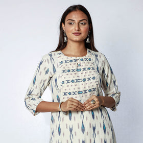 Pochampally Ikat Weave Cotton Long Straight Kurta for Women