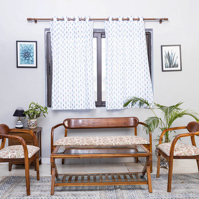 White - pochampally ikat weave pure cotton fabric window