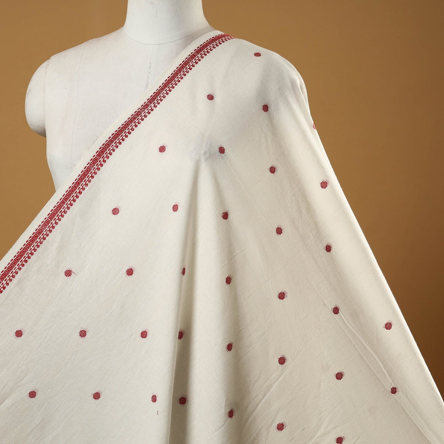 White - prewashed cotton jacquard fabric 05 - handcrafted