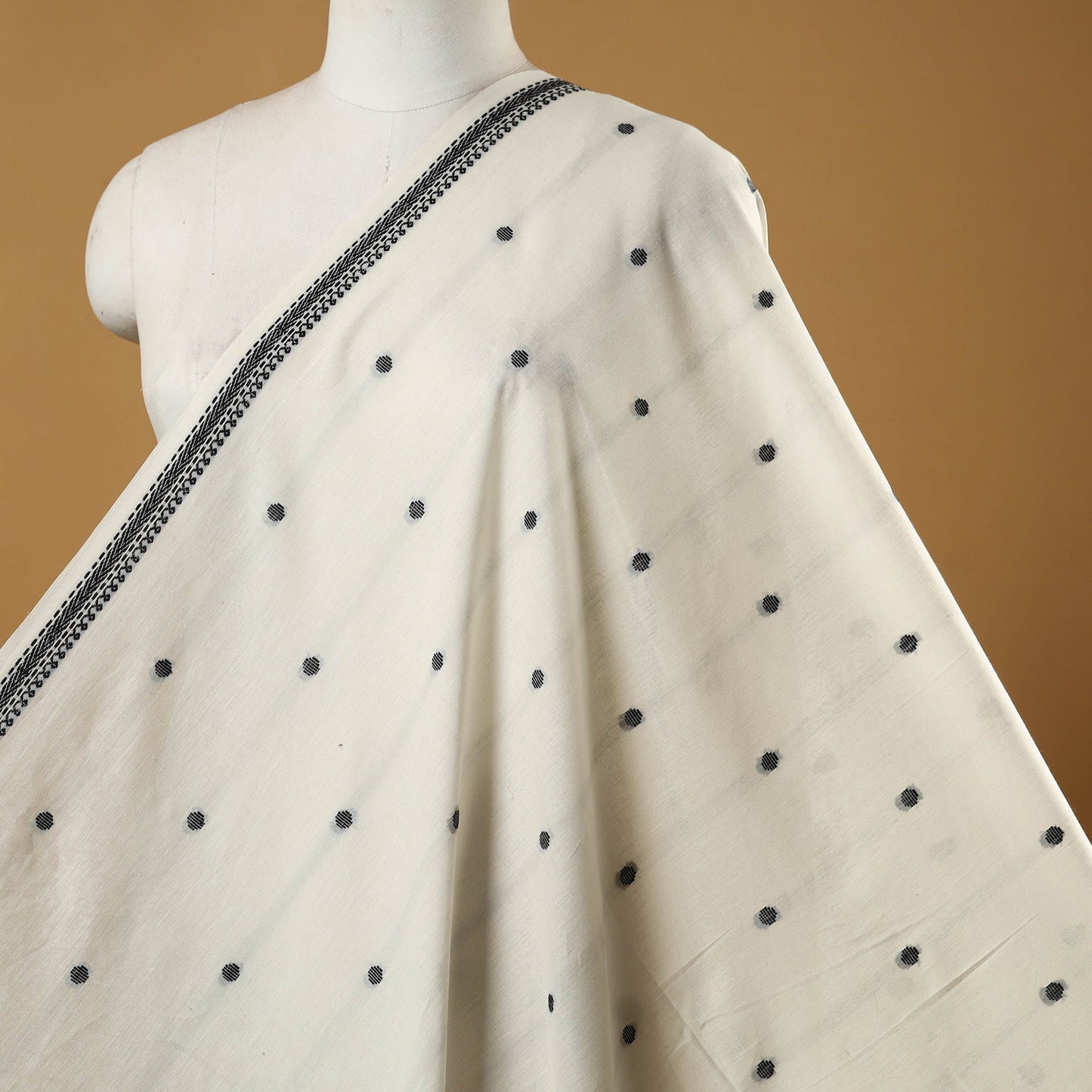 White - prewashed cotton jacquard fabric 06 - handcrafted