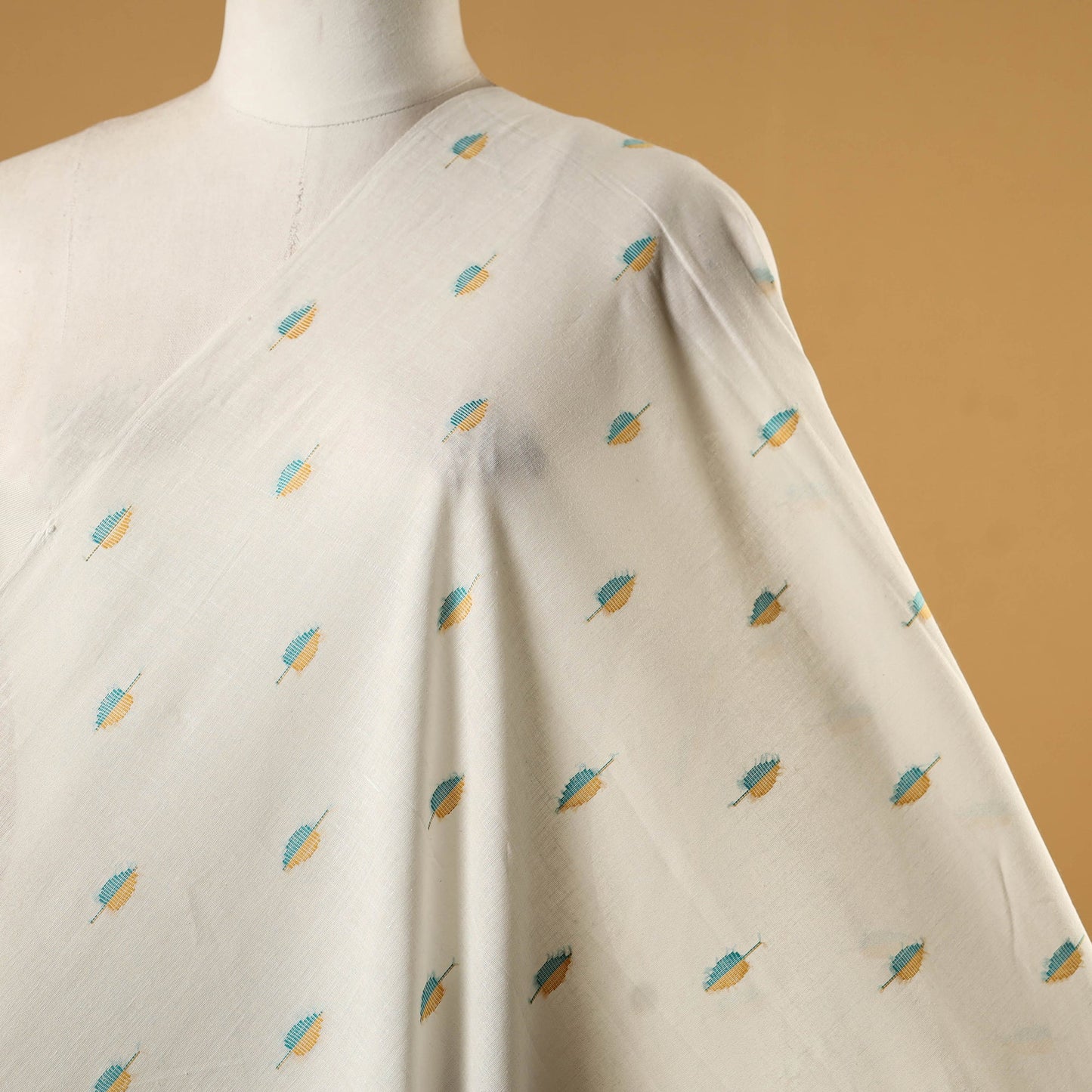 White - prewashed cotton jacquard fabric 16 - handcrafted