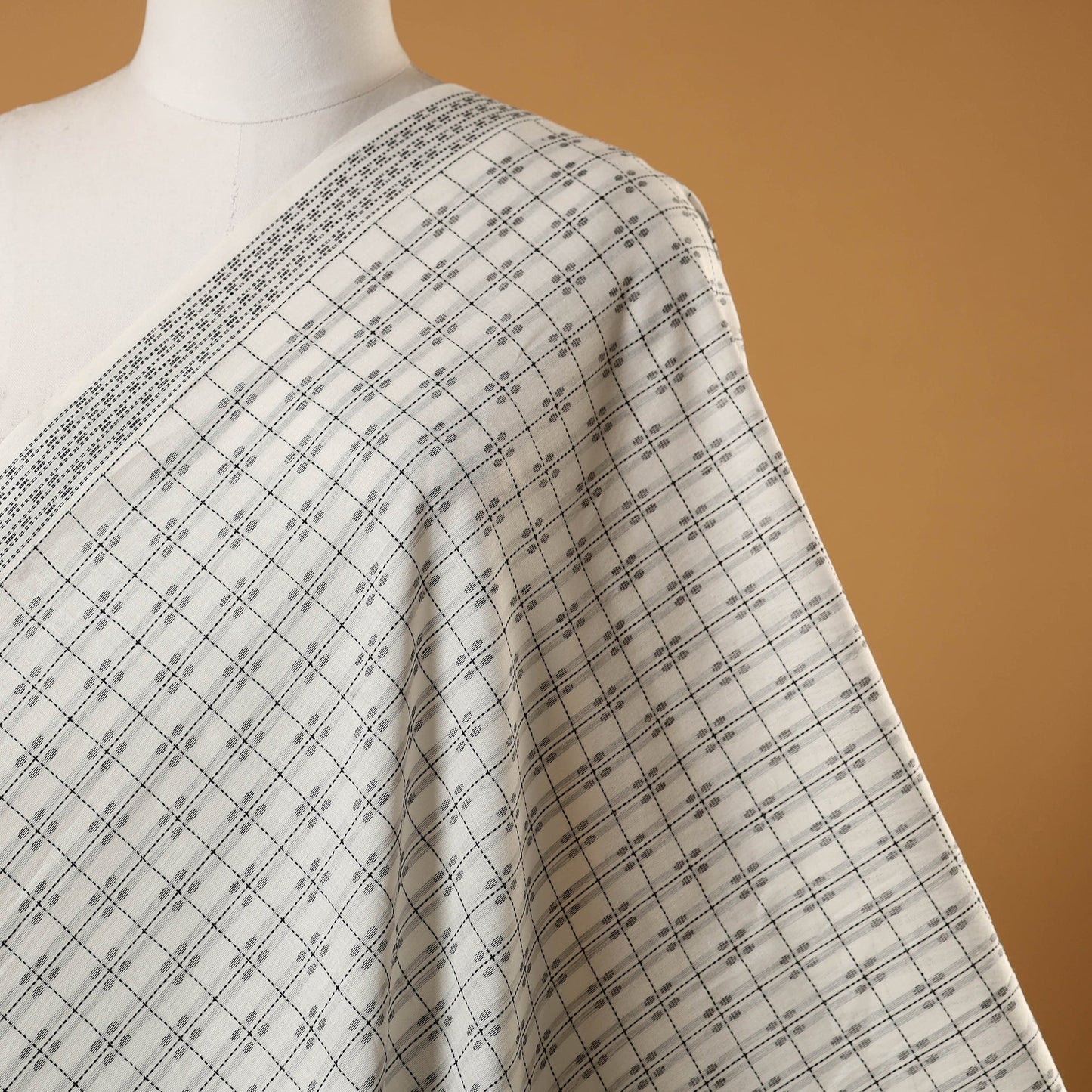 White - prewashed cotton jacquard fabric 35 - handcrafted