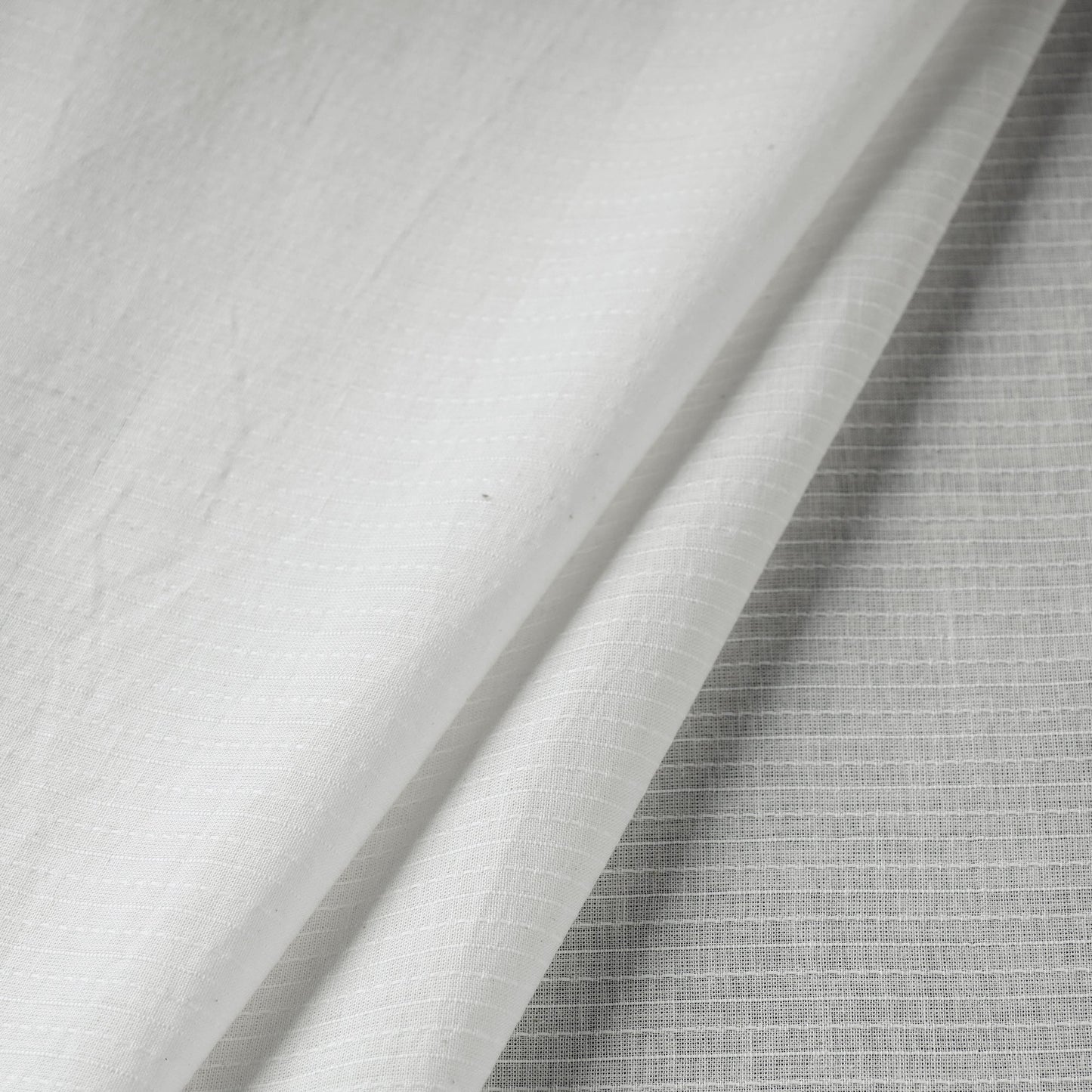 White Prewashed Running Stitch Cotton Plain Fabric