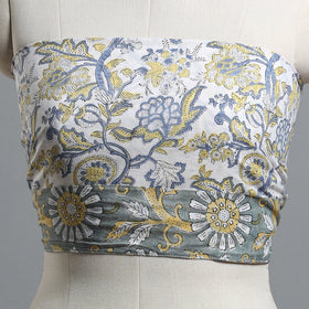 White - printed cotton blouse piece 102 - handcrafted