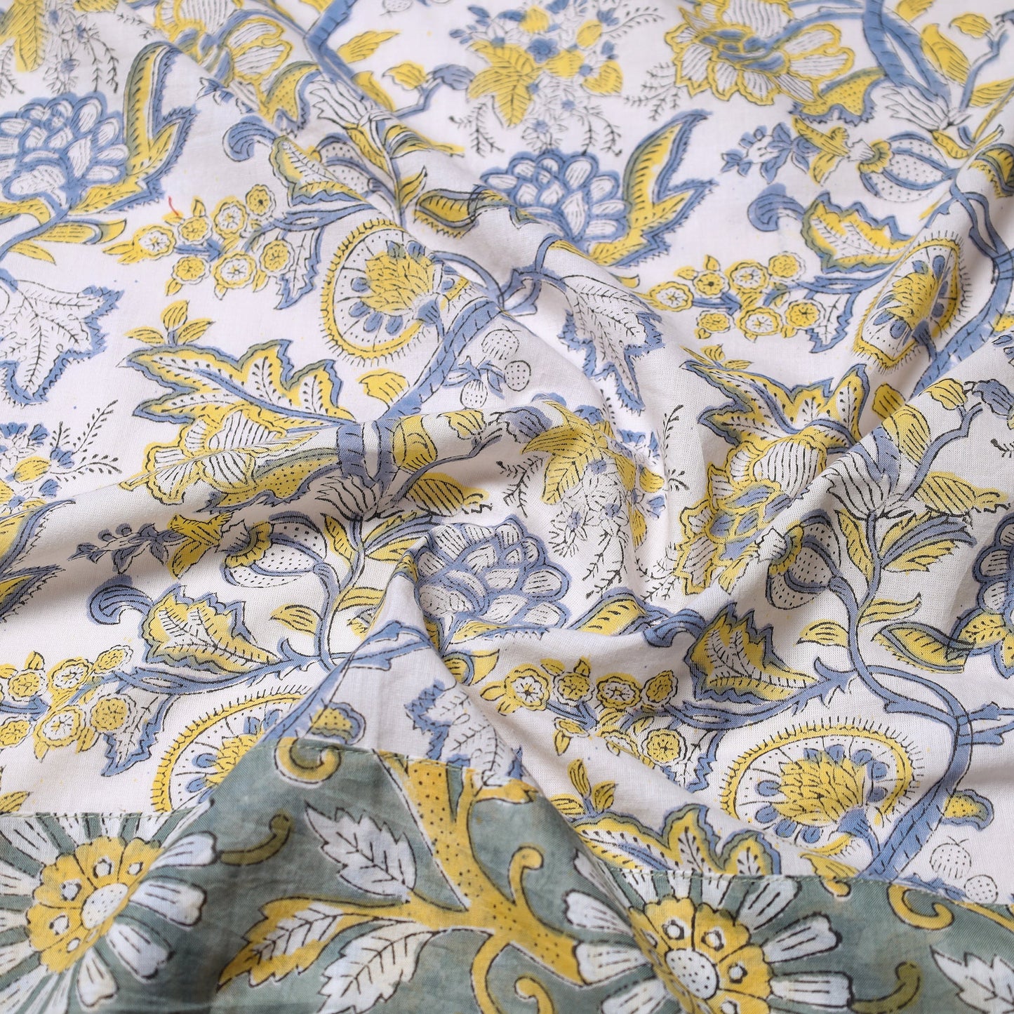 White - printed cotton blouse piece 102 - handcrafted