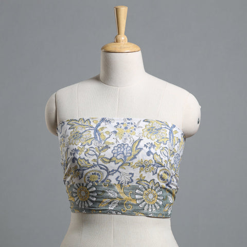 White - printed cotton blouse piece 102 - handcrafted