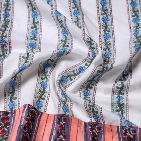 White - printed cotton blouse piece 26 - handcrafted