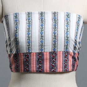 White - printed cotton blouse piece 26 - handcrafted