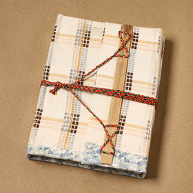 Printed fabric cover handmade paper notebook with thread