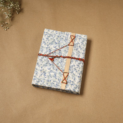 Printed fabric cover handmade paper notebook with thread