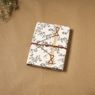 Printed fabric cover handmade paper notebook with thread