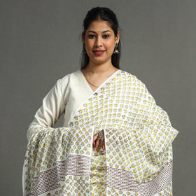  Block Printed Mul Cotton Sanganeri Dupatta