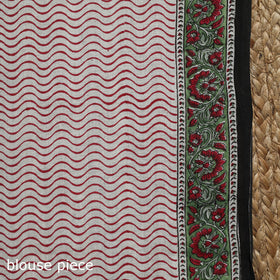 White - printed mul cotton sanganeri saree - handcrafted