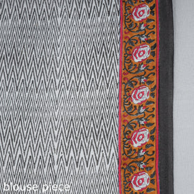 Brown - Block Printed Mul Cotton Sanganeri Saree