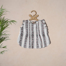 White - pure cotton baby girls floral top & shorts (6-12