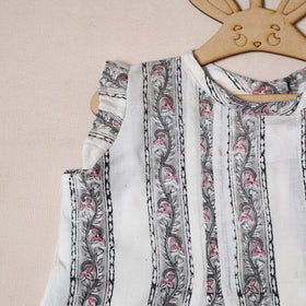 White - pure cotton baby girls floral top & shorts (6-12