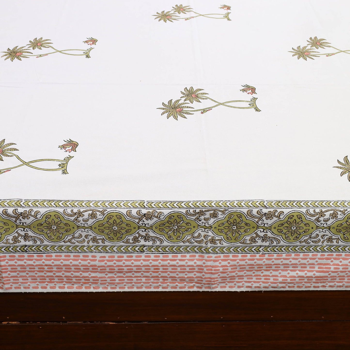 White - Pure Cotton Double Sanganeri Print Bed Sheet 07