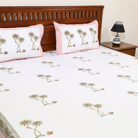 White - Pure Cotton Double Sanganeri Print Bed Sheet 07