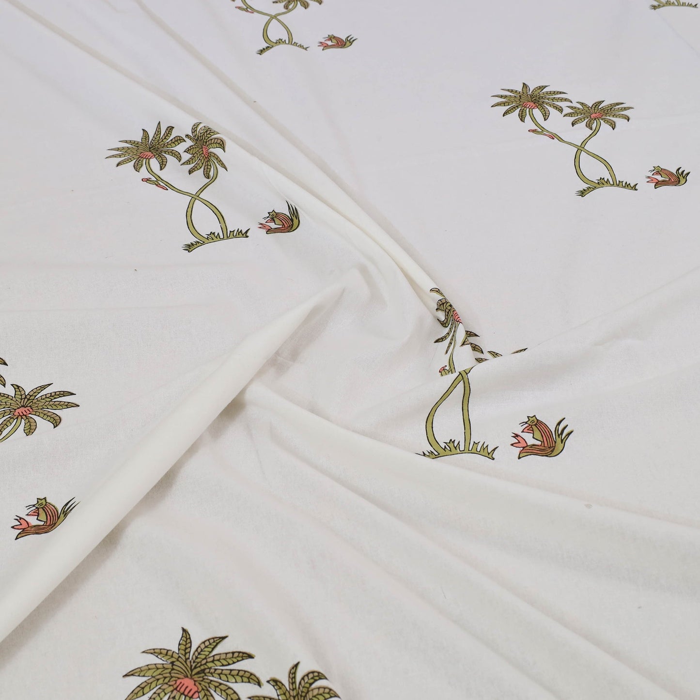 White - Pure Cotton Double Sanganeri Print Bed Sheet 07