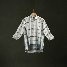 White - pure cotton full sleeve tie-dye men shibori shirt